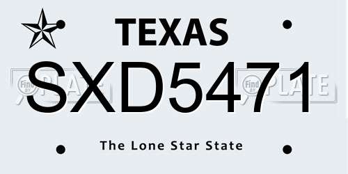 SXD5471 Texas License Plate