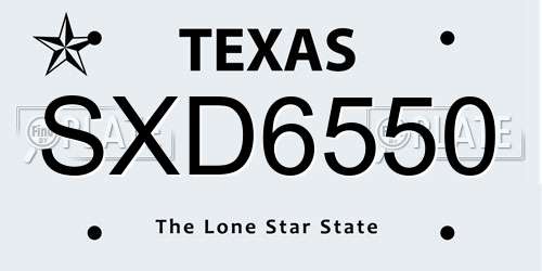 SXD6550 Texas License Plate
