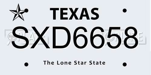 SXD6658 Texas License Plate