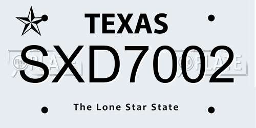 SXD7002 Texas License Plate