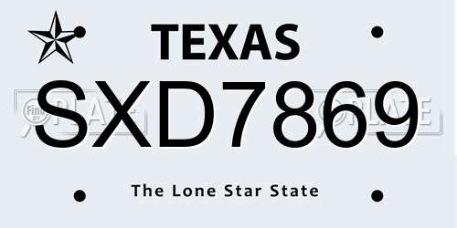 SXD7869 Texas License Plate
