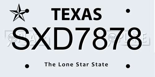 SXD7878 Texas License Plate
