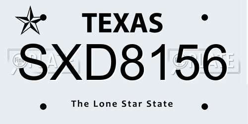 SXD8156 Texas License Plate
