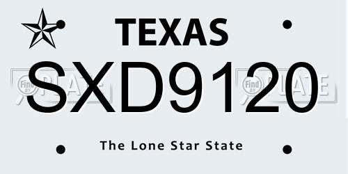 SXD9120 Texas License Plate