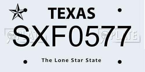SXF0577 Texas License Plate