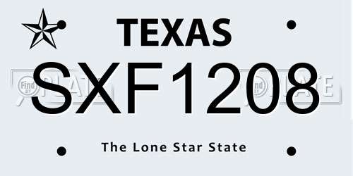 SXF1208 Texas License Plate