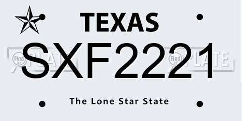 SXF2221 Texas License Plate