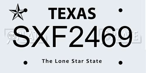 SXF2469 Texas License Plate