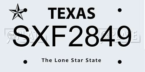 SXF2849 Texas License Plate