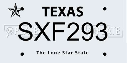 SXF293 Texas License Plate