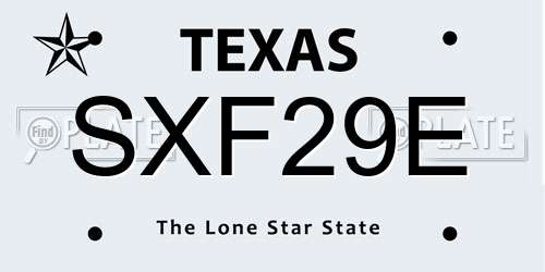 SXF29E Texas License Plate