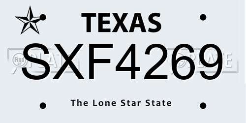 SXF4269 Texas License Plate