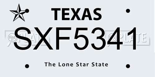 SXF5341 Texas License Plate