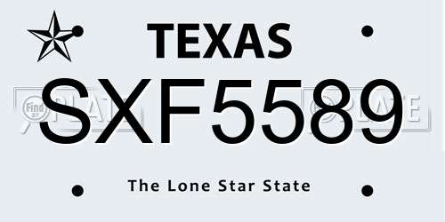 SXF5589 Texas License Plate