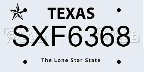 SXF6368 Texas License Plate