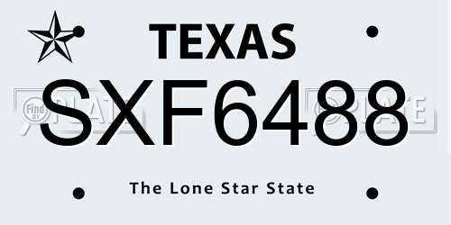 SXF6488 Texas License Plate