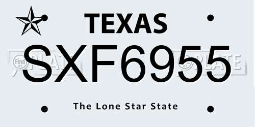 SXF6955 Texas License Plate