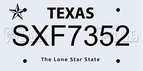 SXF7352 Texas License Plate