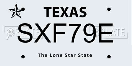 SXF79E Texas License Plate
