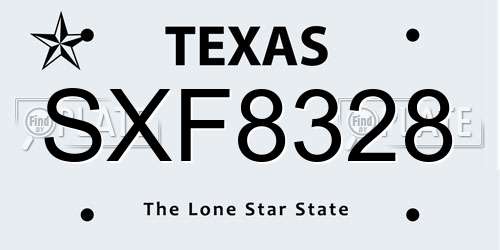 SXF8328 Texas License Plate