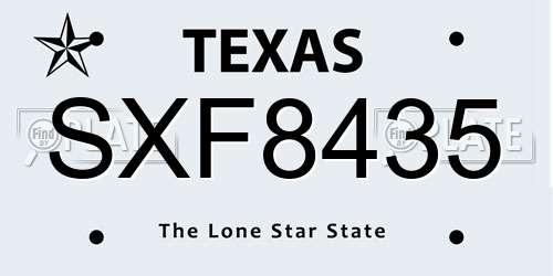 SXF8435 Texas License Plate