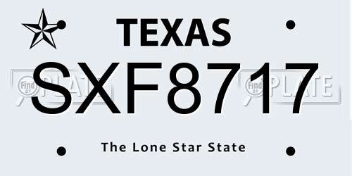 SXF8717 Texas License Plate
