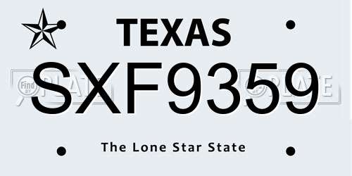 SXF9359 Texas License Plate