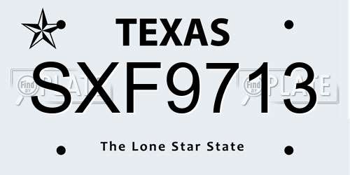 SXF9713 Texas License Plate