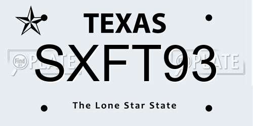 SXFT93 Texas License Plate