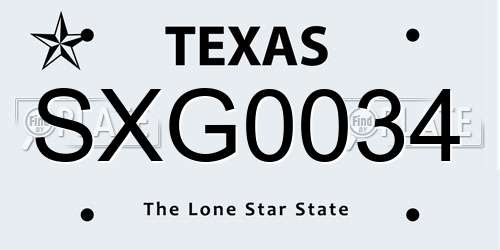 SXG0034 Texas License Plate