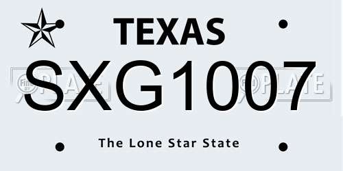 SXG1007 Texas License Plate
