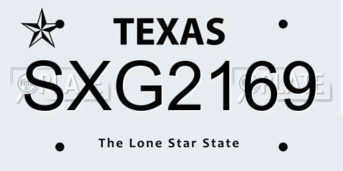 SXG2169 Texas License Plate