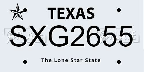 SXG2655 Texas License Plate