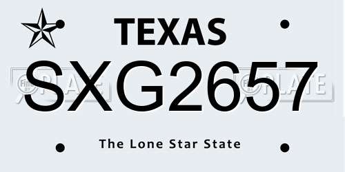 SXG2657 Texas License Plate