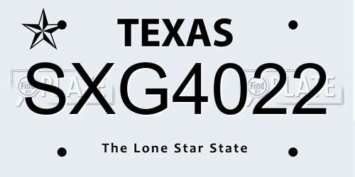 SXG4022 Texas License Plate