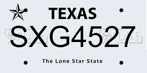 SXG4527 Texas License Plate