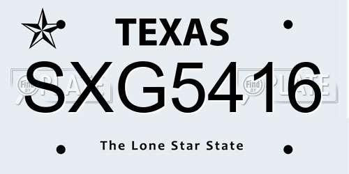 SXG5416 Texas License Plate