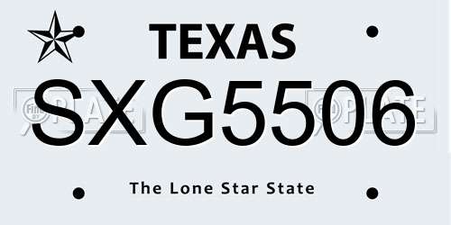SXG5506 Texas License Plate
