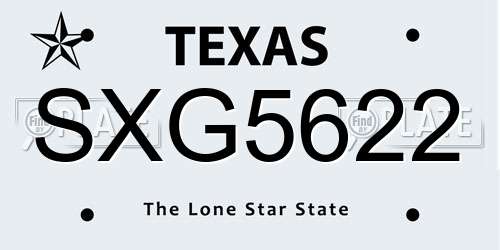 SXG5622 Texas License Plate