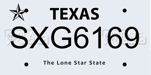 SXG6169 Texas License Plate