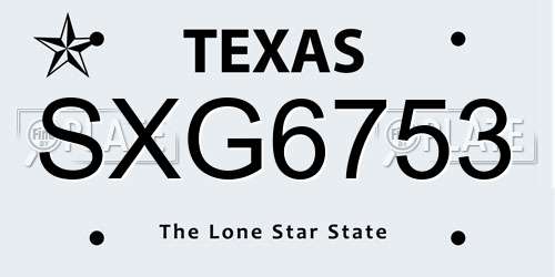 SXG6753 Texas License Plate