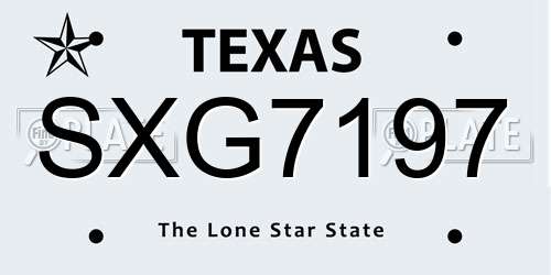 SXG7197 Texas License Plate