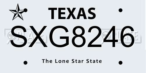 SXG8246 Texas License Plate