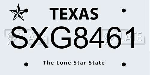 SXG8461 Texas License Plate