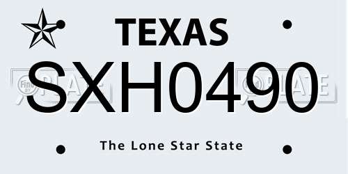 SXH0490 Texas License Plate