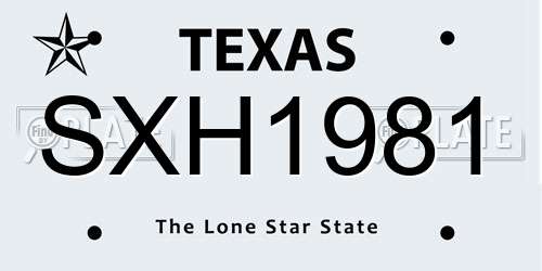 SXH1981 Texas License Plate