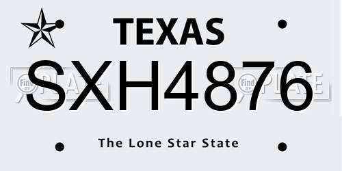 SXH4876 Texas License Plate