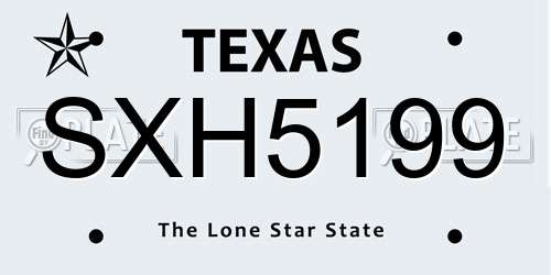 SXH5199 Texas License Plate