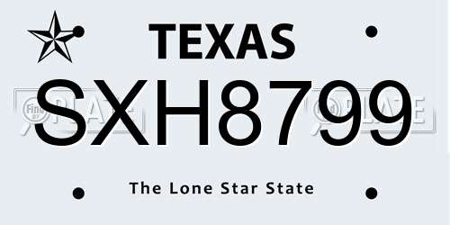 SXH8799 Texas License Plate