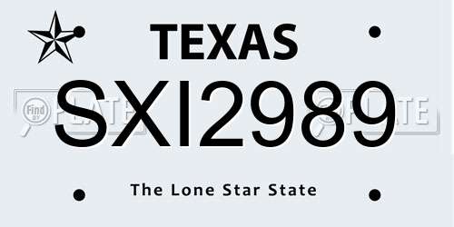 SXI2989 Texas License Plate